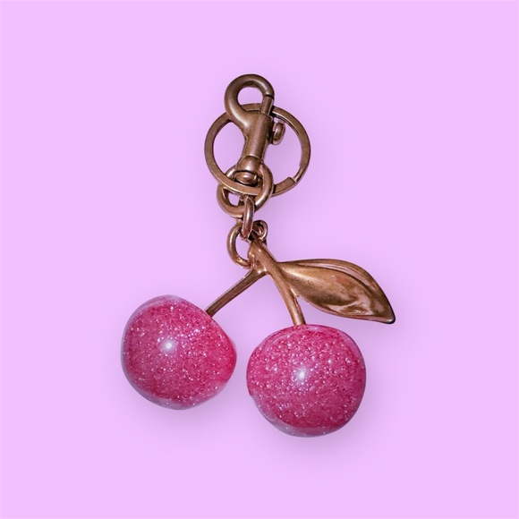 Cherry keychain Other - Cherry Keychain with Pink Glitter